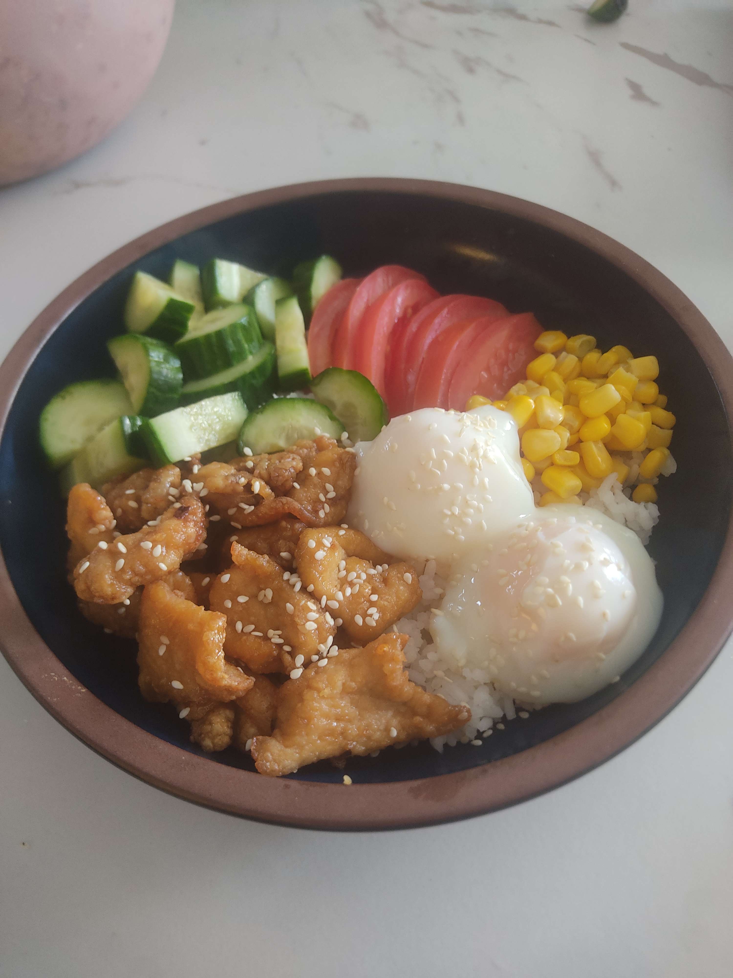 A fried chicken poke bowl