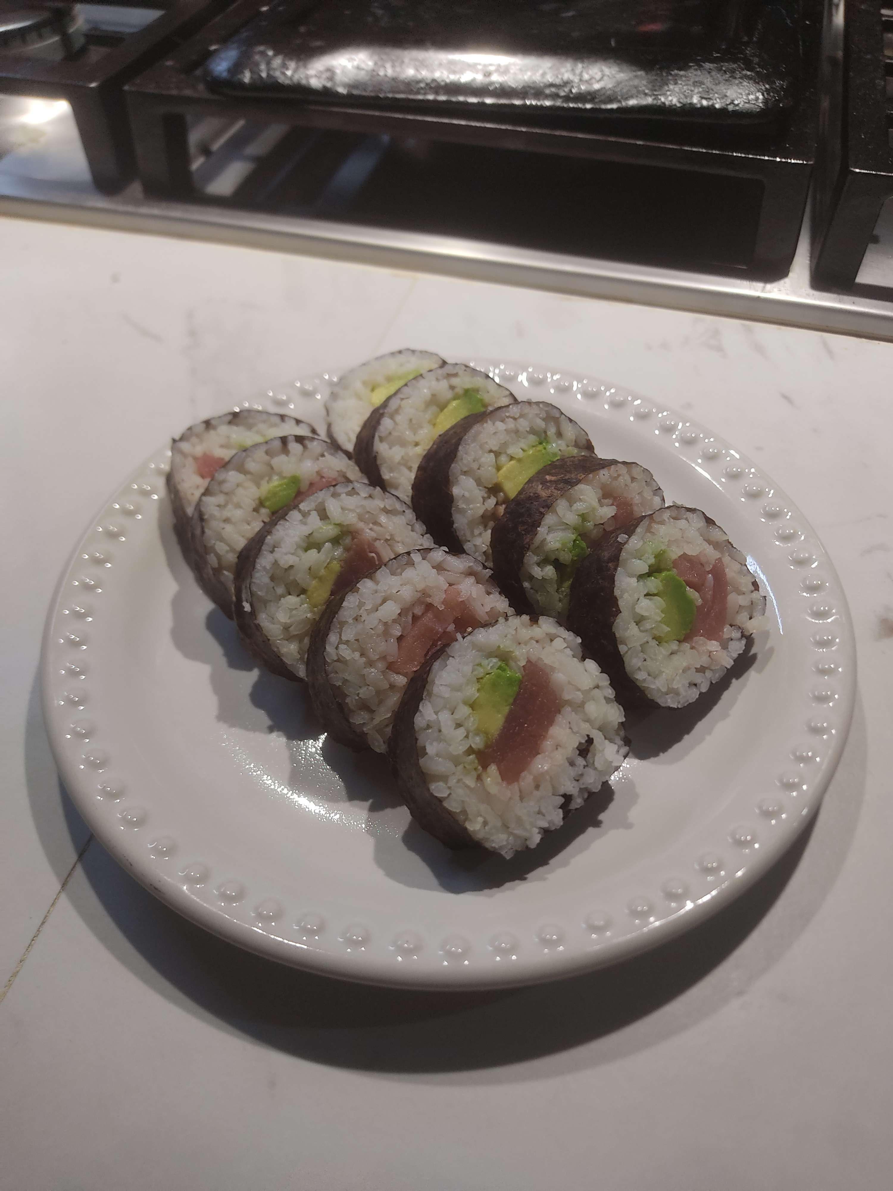 Tuna and avocado sushi roll